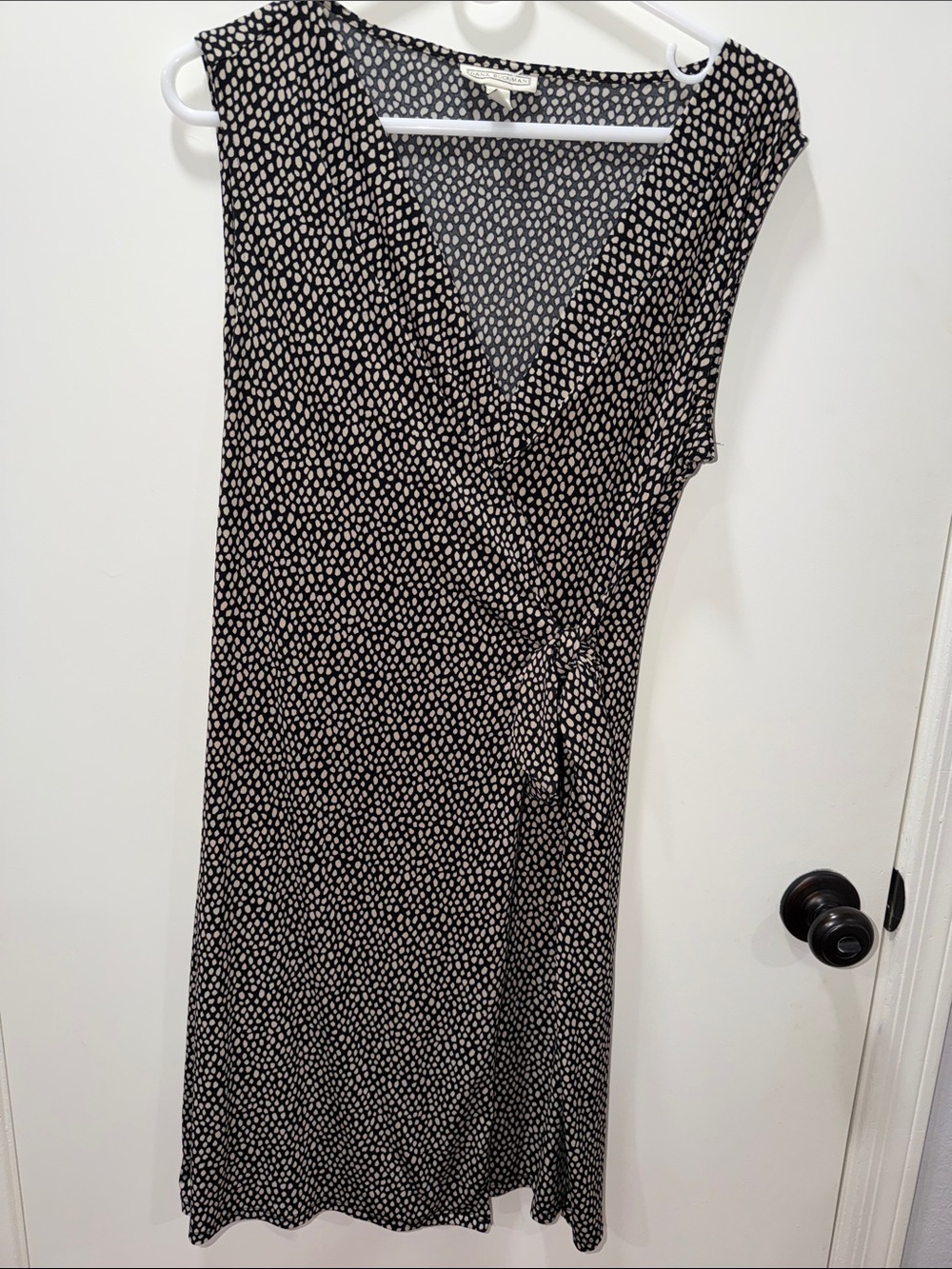 Dana Buchman Black Dress with White Dot Print Wrap